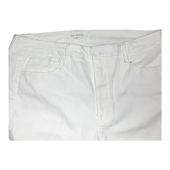 Good American Plus Size Good Straight High Waist Raw Hem Straight Leg Jean  20 - Picture 9 of 13